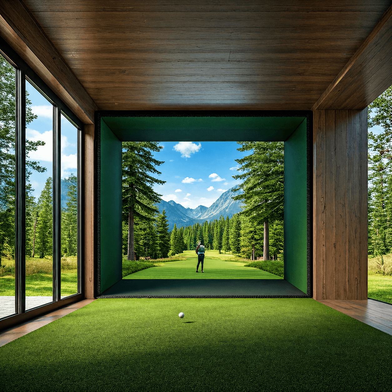 Home golf simulator setup