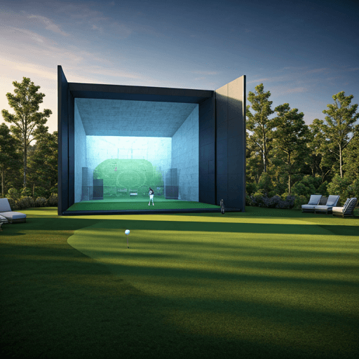 Luxury golf simulator architectural floor plan overlay